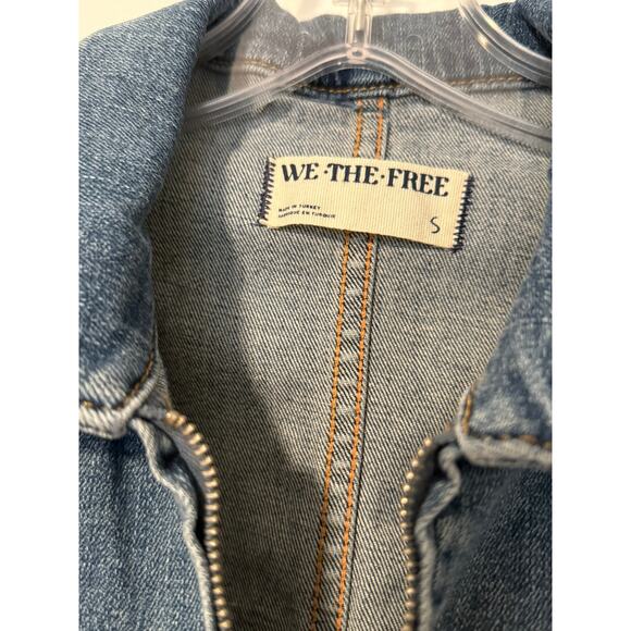 Free People We the Free Jayde Denim Flare Long Zip Up Jumpsuit Small - Picture 7 of 9